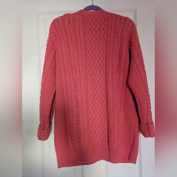 Aran Crafts Pink Cable Knit Cardigan Sweater - Picture 5 of 7